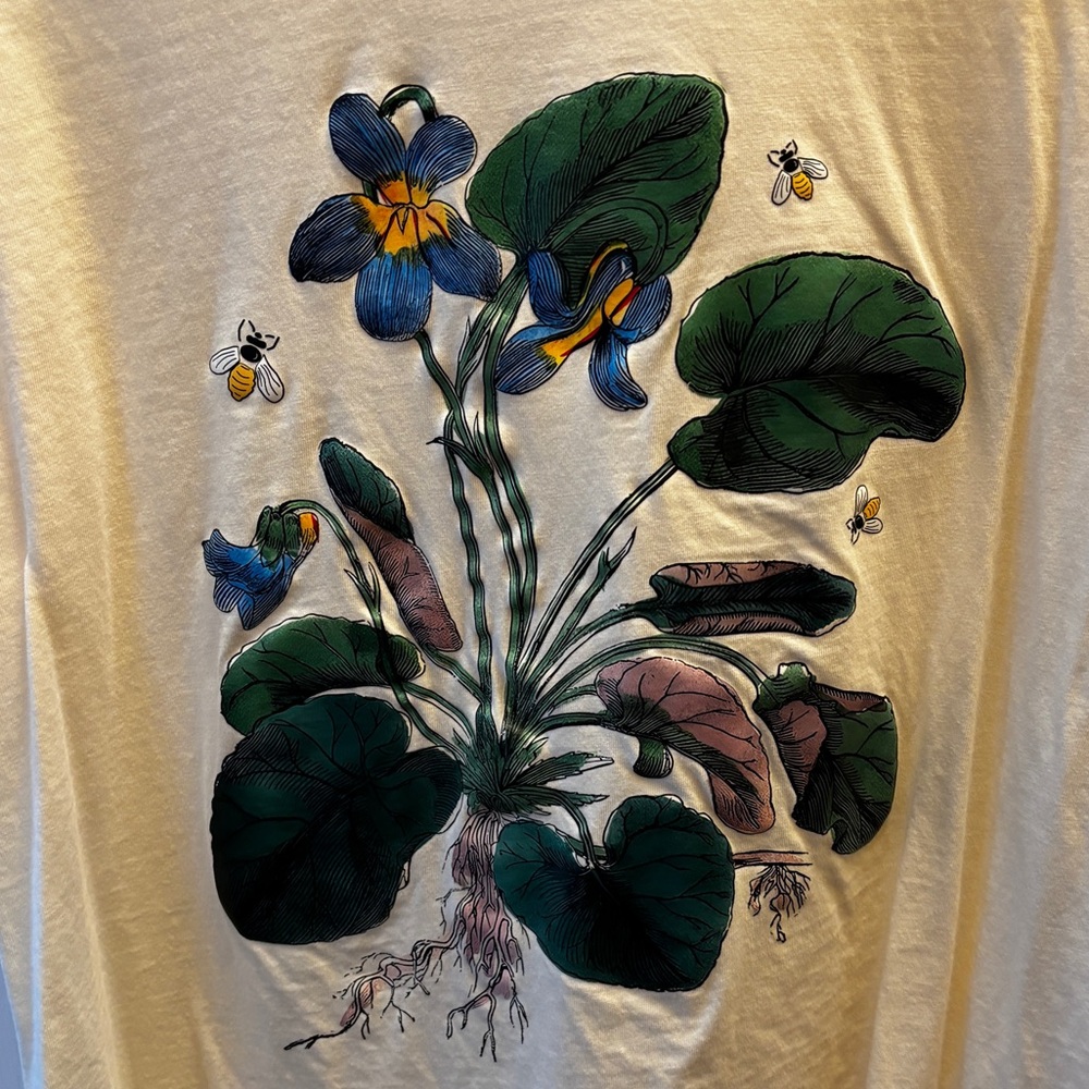 Yellow T-Shirt with Botanical Print